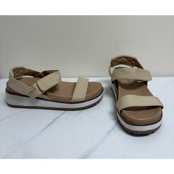 Lucky Brand Shoes - Lucky Brand Womens Platform Sandals Size 7.5M Beige Textile Comfort